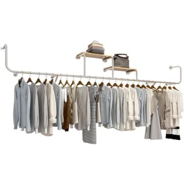 Imagem de ZYHSIJOBAS Suporte de tubo de exibição para pendurar na parede, cabide de exibição de loja de varejo criativo profissional com prateleiras, cabide de roupas