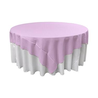 Imagem de LA Linen Toalha de mesa quadrada lavável de popelina de poliéster, resistente a manchas e vincos, 182 x 182 cm, toalha de mesa de tecido para jantar, cozinha, festa, férias 182 x 182 cm, lilás