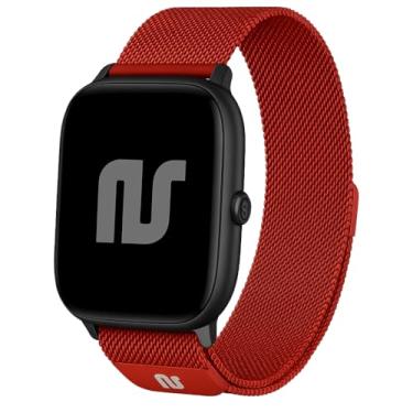 Imagem de Pulseira Nandos-Store compatível com Amazfit GTR 42MM / GTS/GTS 2 / GTS 2 mini (Vermelha em aço)
