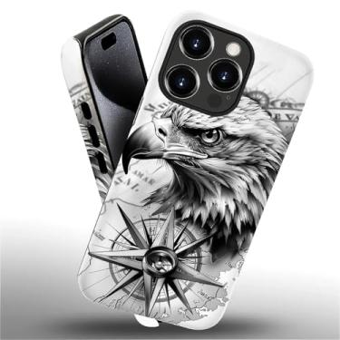 Imagem de Punmada Capa para iPhone 16 Pro, estampa de olho de águia com bússola direcional para meninas e meninos, capa protetora de corpo inteiro de silicone à prova de choque para iPhone 16 Pro