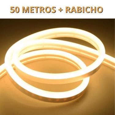 Imagem de KIT 1 a 10 Metros Mangueira Fita LED Neon Flex Branco Quente 3000K + R