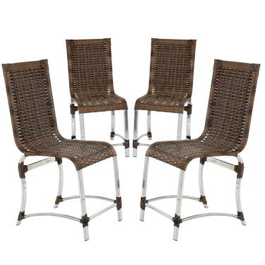 Imagem de 4 Cadeiras De Jantar Em Alumínio Polido E Fibra Sintética