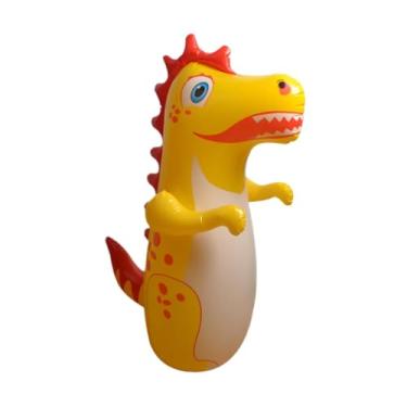 Imagem de UGPLM Saco de pancadas inflável para crianças, brinquedo de dinossauro 3D para boxe, copo de brinquedo instantâneo para meninos e meninas, para atividades, Amarelo