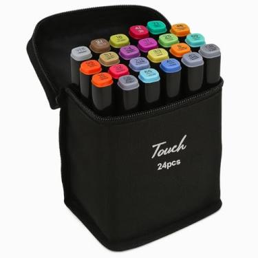 Imagem de Caneta Marcador Para Colorir Desenho Profissional 24, 36, 48, 60, 80, 100, 120, 168 Cores Conjunto De Canetinhas Pontas Duplas Codificados por Cores Vivas para Desenho (24)