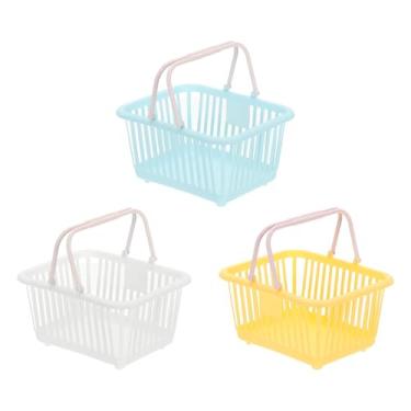 Imagem de PATIKIL 3 peças pequenas cesta de plástico, mini cesta de armazenamento de mercearia pequenas cestas de compras com alças organizador de água filtrada para organizar brinquedos, ovos, frutas, legumes