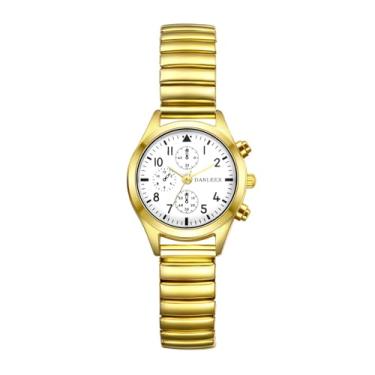 Imagem de JewelryWe Relógio analógico feminino Easy Reader banhado a ouro prata pulseira elástica para o Natal, sub-mostradores, ouro, relogio elástico