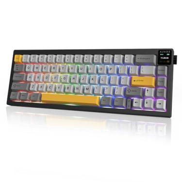 Imagem de DAIDAI Teclado Mecânico Gamer Ak650 Com Layout 65% Hot Swap, Tela Colorida Tft De 0,85" | Botão, Fio, Sem Fio 2.4G (Flying Fish, Preto E Amarelo)