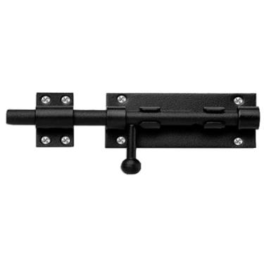 Imagem de MGGi Trava deslizante de aço inoxidável 304 - Trava de portão resistente de 30 cm com orifício de cadeado, trava de porta de galpão para portas de celeiro, cerca, segurança de galpão - cor preta