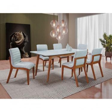 Imagem de Sala De Jantar Completa Com 6 Cadeiras Madeira Maciça 1,80x0,90 Metros - Petra - Art Salas