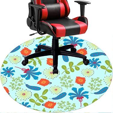 Imagem de Tapete de cadeira de escritório com flores, textura de flor, tapete de cadeira de mesa para piso de madeira de escritório doméstico, protetor de piso de pilha baixa multiuso, redondo, 99 cm