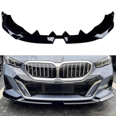 Imagem de Difusor de para-choque dianteiro compatível com 5 Series I5 2024 Kit de carroceria protetor de spoiler dianteiro acessórios para carro (preto brilhante)