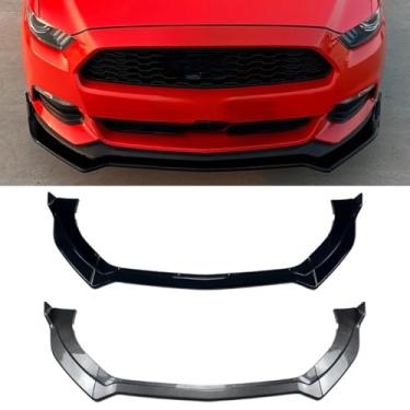 Imagem de Peça de modificação do difusor de lábio do spoiler do para-choque dianteiro do carro para Mustang MK6 2015-2017 Acessórios de capa protetora de para-choque (aparência de carbono)