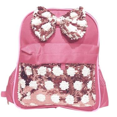 Imagem de Mochila Infantil Poá Com Laço De Lantejoulas Magicas - YEPP, Rosa