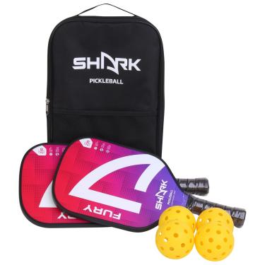 Imagem de Kit Shark Pickleball - 2 Raquetes, 4 Bolas e 1 Capa de Transporte