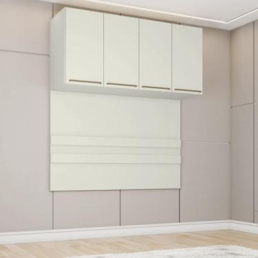 Imagem de Ponte Modulada 165cm Casal Queen 4 Portas Cabeceira Seletto Henn - Are