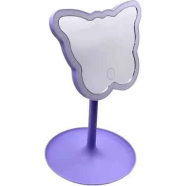 Imagem de Espelho de Mesa LED Borboleta com 40 Luzes | Touch-Screen, Base Removível e Design Encantador | Ideal para Maquiagem, Skincare e Decoração de Penteadeira (Lilás)