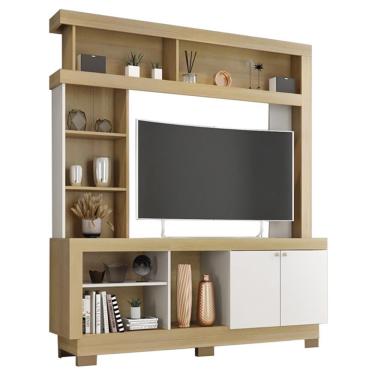 Imagem de Estante Home Theater Mali Nature/off White Para Tv Até 50” - Móveis Leão Nature/off White
