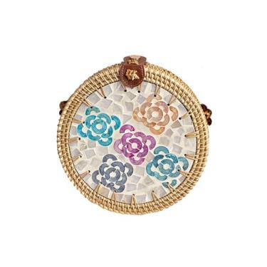 Imagem de SHAREYOIU Bolsas vintage feitas à mão, feitas à mão, com ombros de vime, natural, chique, à mão, estilo tropical de praia com, Laranja