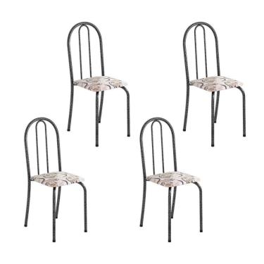 Imagem de Kit 4 Cadeiras Tubular89x37x42 Cm Ane B Arabesco/ Mart Prata