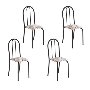 Imagem de Kit 4 Cadeiras Tubular 89x37x42 Cm Ane B Arabesco / Preto