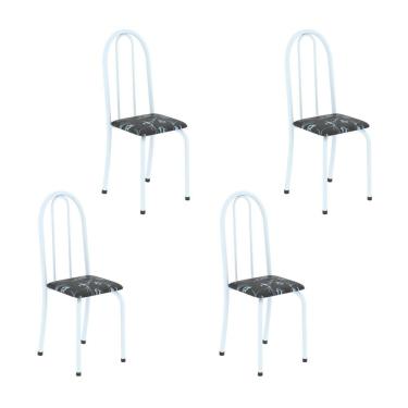 Imagem de Kit 4 Cadeiras Tubular 96x36x41 Cm Iris B Preto/ Branco