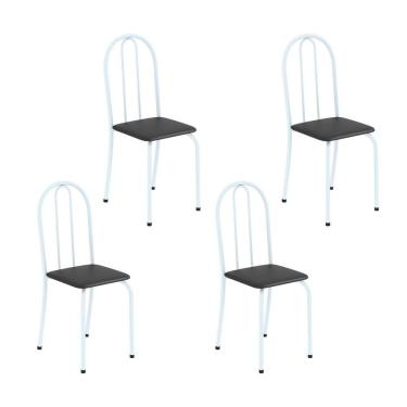 Imagem de Kit 4 Cadeiras Tubular 89x37x42 Cm Ane B Preto/ Branco