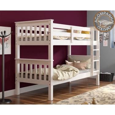 Imagem de Beliche 730B Branco Lavado Piratini Com Colchão Gazin