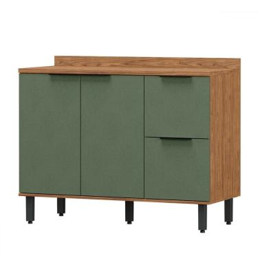 Imagem de Balcão de Cozinha para Pia Cloe 2 Portas 2 Gavetas 100% Mdf Freijó/Jade Bto03 - Pnr Móveis