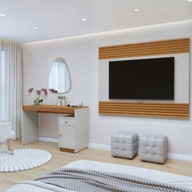 Imagem de Sala de Estar Completa Madrid 1 Porta 1 Gaveta 100% Mdf Off White/Naturalle - Mavaular