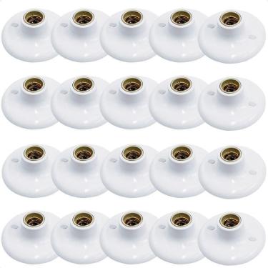 Imagem de Kit 20 Plafons Taschibra Porcelana Redondo E27 Bivolt Branco