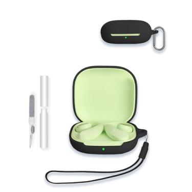 Imagem de Capa para fones de ouvido Baseus Bass BF1, protetor de silicone macio, portátil, resistente a arranhões, com kit de limpeza, mosquetão e cordão, preta