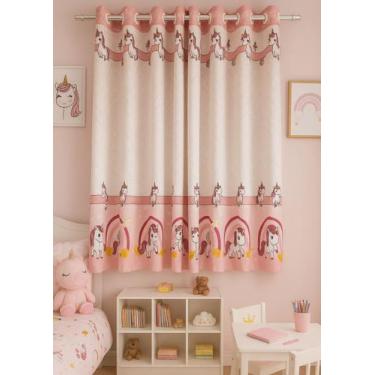 Imagem de Cortina Quarto Infantil 2,00m x 1,40m - Raner, Unicórnio