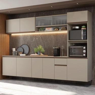 Imagem de Armário De Cozinha Completa 300 Cm Suspenso Nice Madesa 04 Crema