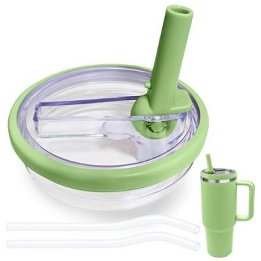 Imagem de Tampa de canudo flip de 850 g compatível com copo Stanley, tampa à prova de vazamento sem BPA adequada para copo Stanley Quencher de 850 g, substituição à prova de derramamento, 2 canudos, 1 pacote