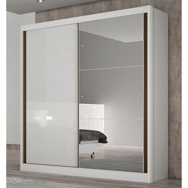 Imagem de Guarda Roupa Solteiro Ambiente Dante 2 Portas Neve com Espelho – Novo Horizonte