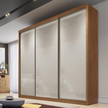 Imagem de Guarda Roupa Casal Ambiente Londres 3 Portas 4 Gavetas Cumaru 25 Fendi com Nicho - Novo Horizonte