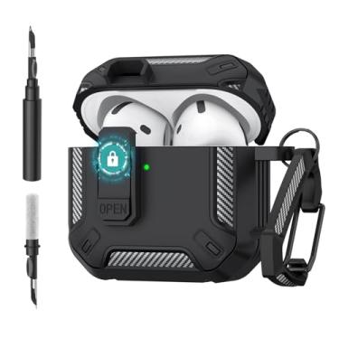 Imagem de Wanme Capa para AirPods 4, capa protetora rígida à prova de choque compatível com Apple AirPods 4ª geração para mulheres e homens, capa de proteção total para Airpod 4 com kit de limpeza, chaveiro