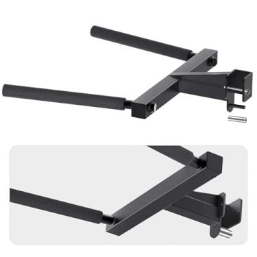 Imagem de SELEWARE Barra de imersão em forma de Y para rack elétrico de 5 x 5 cm com furos de 1,5 cm ou 2,5 cm, acessório de barra de imersão resistente com alças antiderrapantes, acessórios de agachamento para