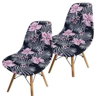 Imagem de Kit 2 Capa de Cadeira Charles Eames Eiffel Pé Palito Malha Estampada -