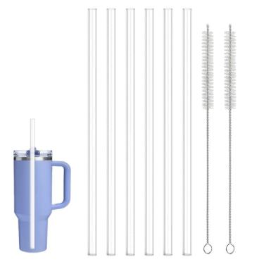Imagem de Canudo de substituição de 6 peças, canudo reutilizável Tritan livre de BPA de 30,5 cm com 2 escovas de limpeza compatíveis com Stanley 1,134 g 850,5 g, copos de copo, frascos, YETI, Starbucks