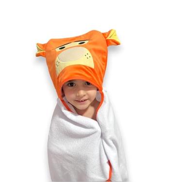 Imagem de Toalha Infantil Com Touca Menino 100% Algodão Bordada Bichos Cores (Tigre)