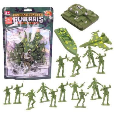 Imagem de Kit Soldadinhos de Brinquedo 60 Peças com Acessórios Militares - Caste