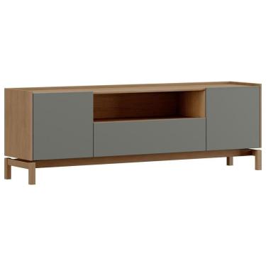 Imagem de Rack Para Sala De Estar Tv 50 Pol 2 Portas 1 Gaveta Esdras F06 Oak Ferrolack - Lyam Decor