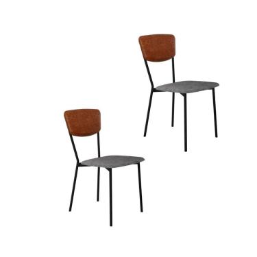 Imagem de Cadeira Vintage Retrô Fixa C-4 Pés 425 X 505 X 830 Mm C-2 Un. Cy.nev.pta-cn.cml Névoa Pta-cn.caramelo