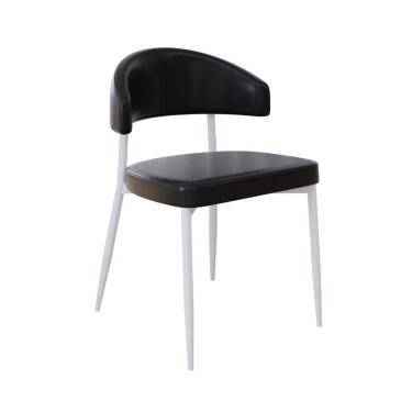 Imagem de Cadeira Bless Fixa C/4 Pés 53 X 55 X 78cm Pés Brancos. Courino Preto Courino Preto