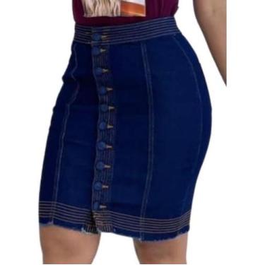 Imagem de Saia Lápis Jeans Escura Cintura Alta Moda Evangélica - Elisi - MARIA L