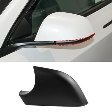 Imagem de Yumzeco Capa inferior do espelho do lado esquerdo compatível com Tesla Model 3 2017-2024, capa inferior do espelho preto do lado do motorista, substituição da capa da base do espelho retrovisor