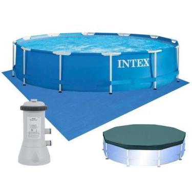 Imagem de Piscina Intex Litros Estrutural Armação Com Filtro 220v Capa E Forro