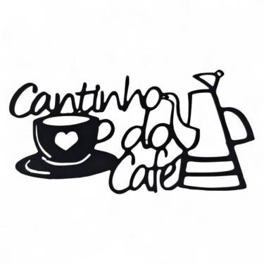 Imagem de Placa Decorativa Cantinho do Café Delicado Mdf Preto 22 cm