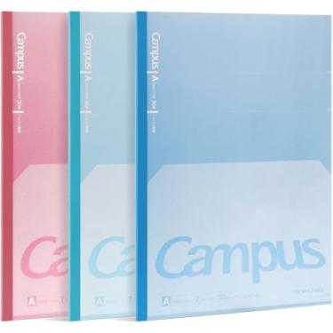 Imagem de KOKUYO Cadernos de composição, caderno Kimochii forrado com pontos Kimochii de 17,8 cm x 25,4 cm, pautado para faculdade, pacote com 3 cadernos B5 para escola, livro de material escolar para anotações